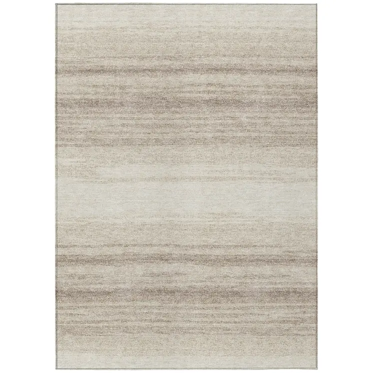 5' X 8' Ivory And Beige Abstract Washable Indoor Outdoor Area Rug