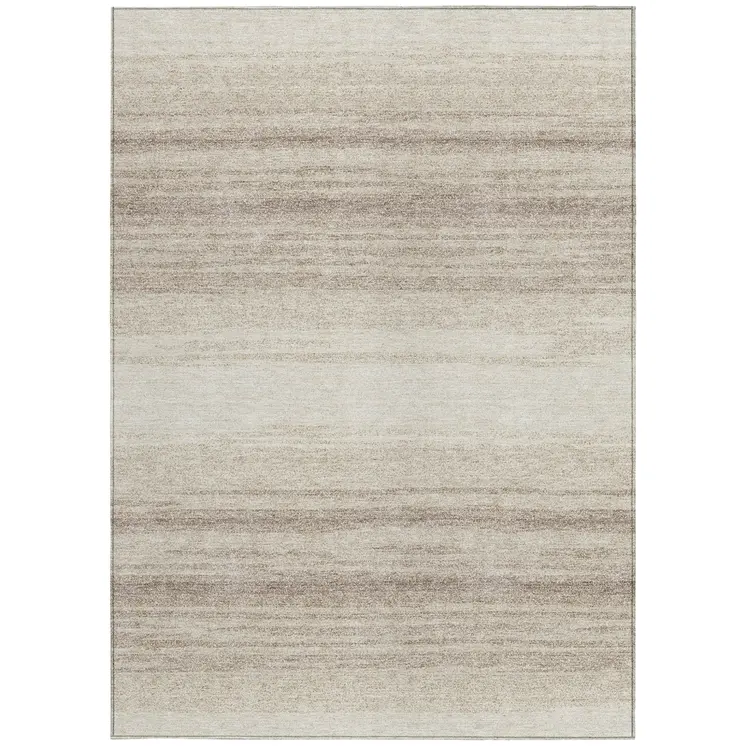 9' X 12' Ivory And Beige Abstract Washable Indoor Outdoor Area Rug