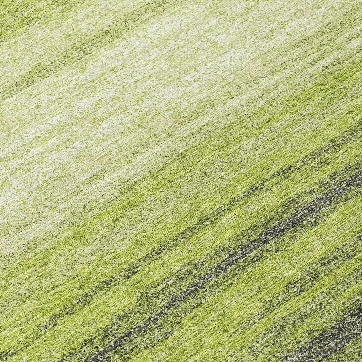 8' Lime Green Ivory And Black Round Abstract Washable Indoor Outdoor Area Rug