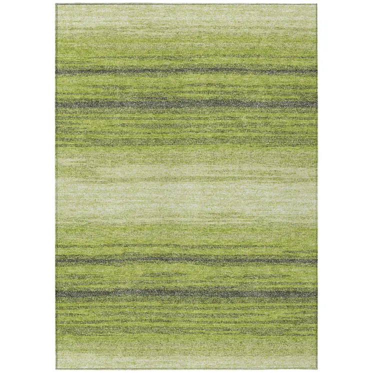 8' X 10' Lime Green Ivory And Black Abstract Washable Indoor Outdoor Area Rug