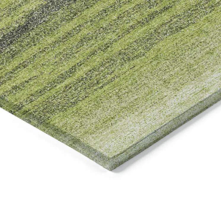 8' X 10' Lime Green Ivory And Black Abstract Washable Indoor Outdoor Area Rug