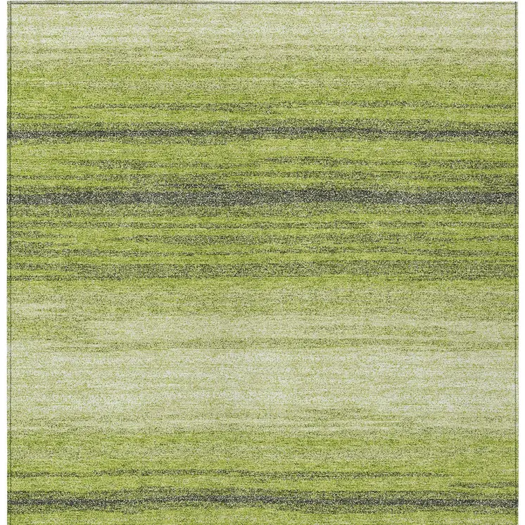 9' X 12' Lime Green Ivory And Black Abstract Washable Indoor Outdoor Area Rug
