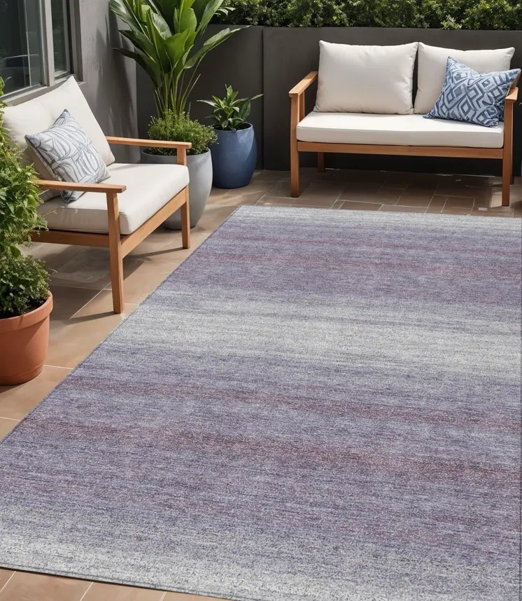 5' X 8' Lavender And Ivory Abstract Washable Indoor Outdoor Area Rug
