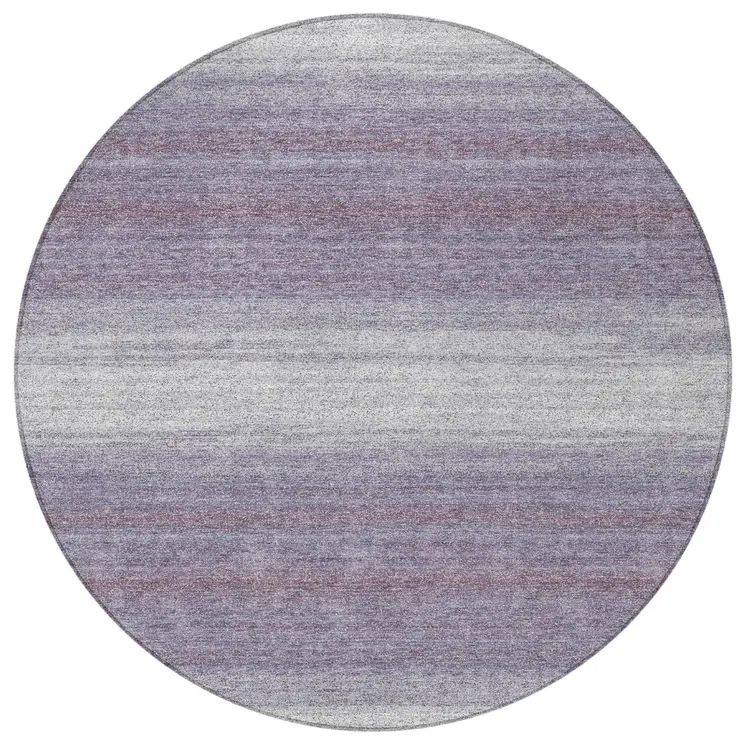 8' Lavender And Ivory Round Abstract Washable Indoor Outdoor Area Rug