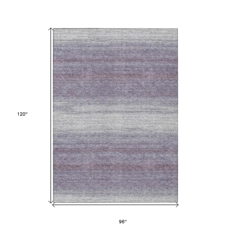 8' X 10' Lavender And Ivory Abstract Washable Indoor Outdoor Area Rug