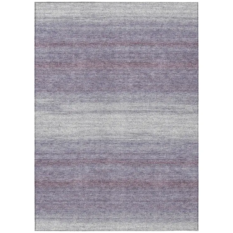 8' X 10' Lavender And Ivory Abstract Washable Indoor Outdoor Area Rug