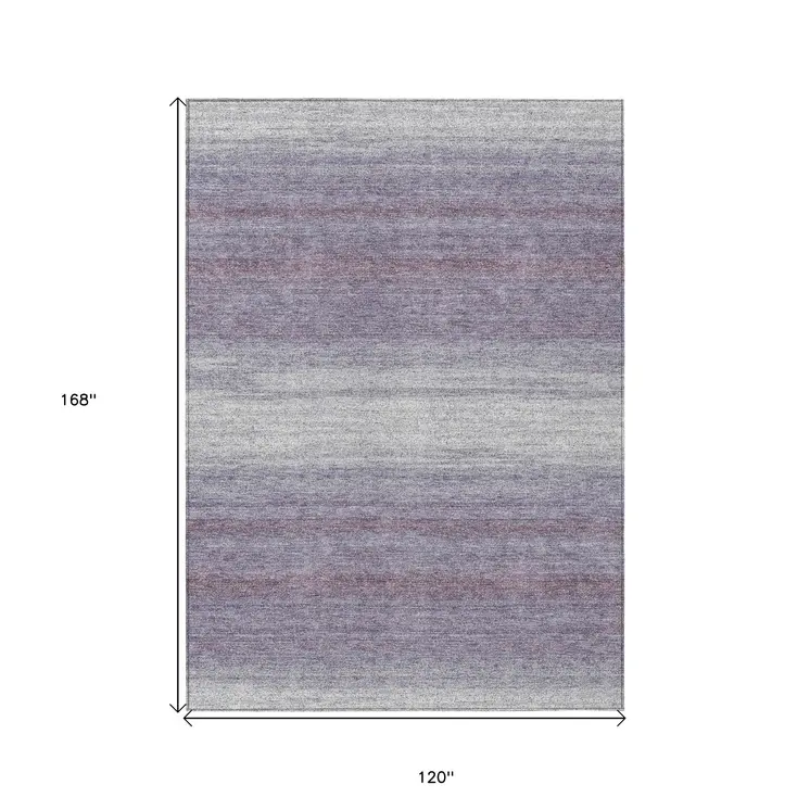 10' X 14' Lavender And Ivory Abstract Washable Indoor Outdoor Area Rug