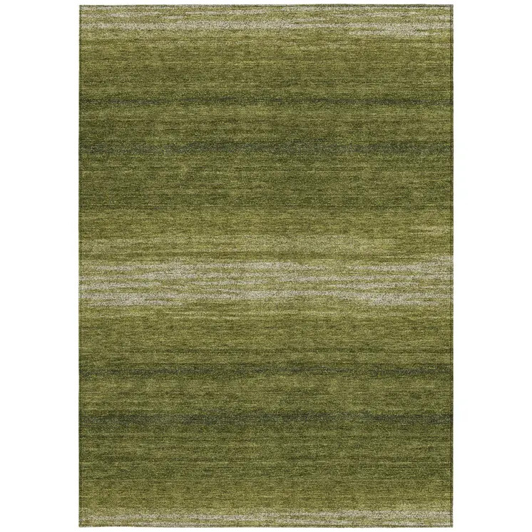 5' X 8' Olive Green And Beige Abstract Washable Indoor Outdoor Area Rug