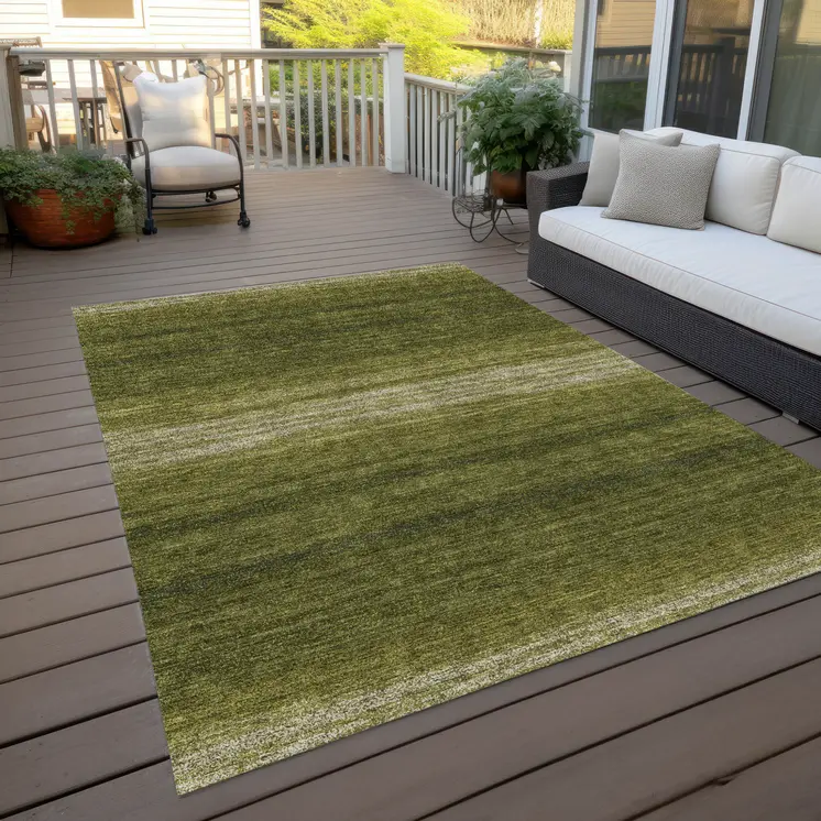 8' X 10' Olive Green And Beige Abstract Washable Indoor Outdoor Area Rug