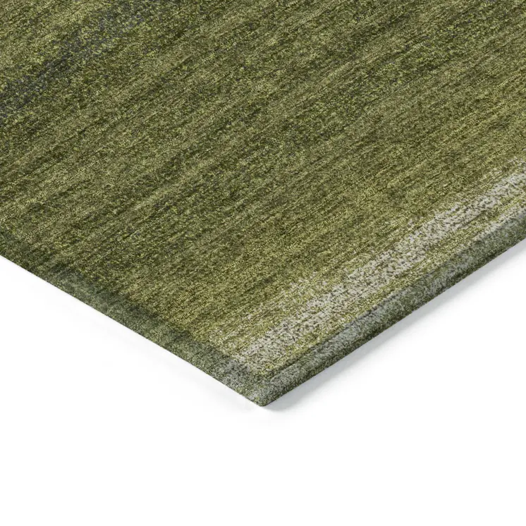 8' X 10' Olive Green And Beige Abstract Washable Indoor Outdoor Area Rug