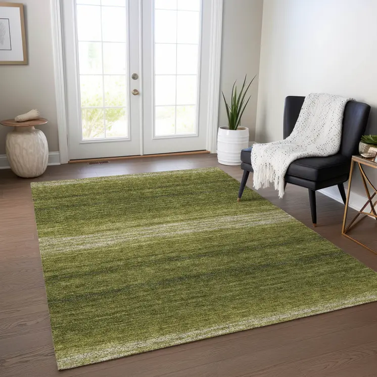 10' X 14' Olive Green And Beige Abstract Washable Indoor Outdoor Area Rug