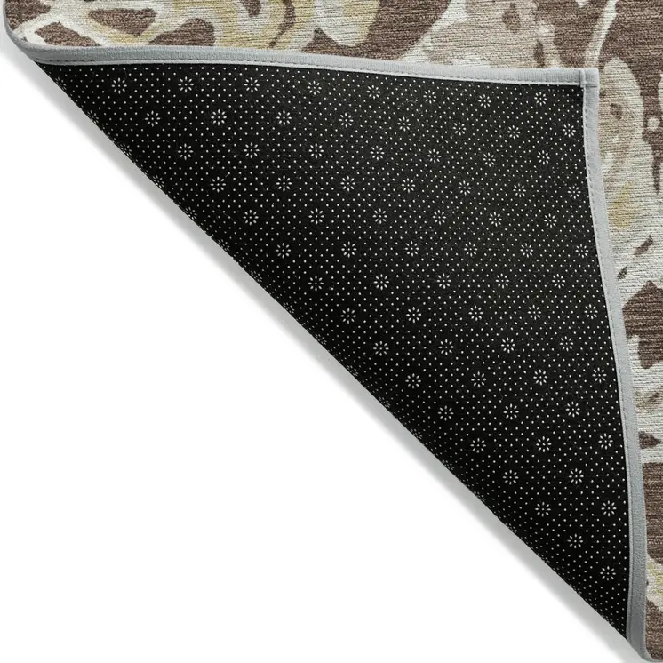 5' X 8' Brown Beige And Ivory Abstract Washable Indoor Outdoor Area Rug