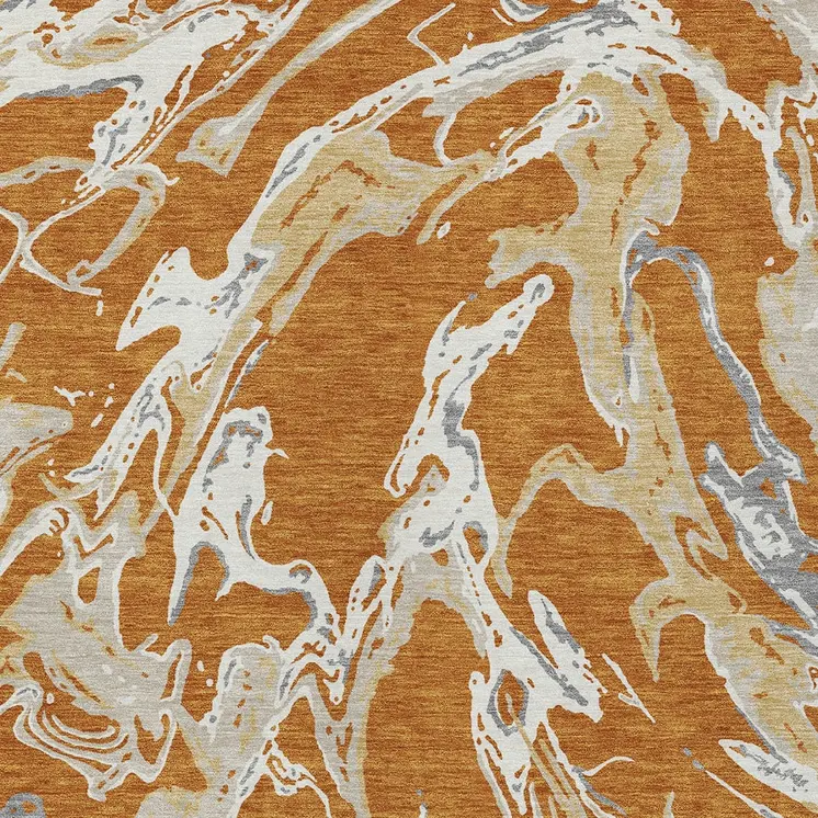 8' X 10' Copper Gray And Ivory Abstract Washable Indoor Outdoor Area Rug