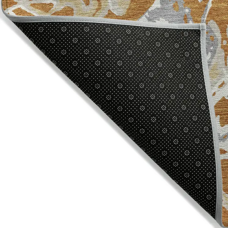 10' X 14' Copper Gray And Ivory Abstract Washable Indoor Outdoor Area Rug