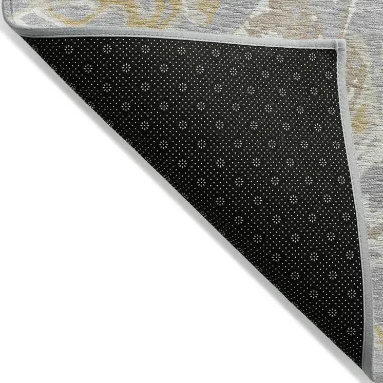10' X 14' Gray Ivory And Gold Abstract Washable Indoor Outdoor Area Rug