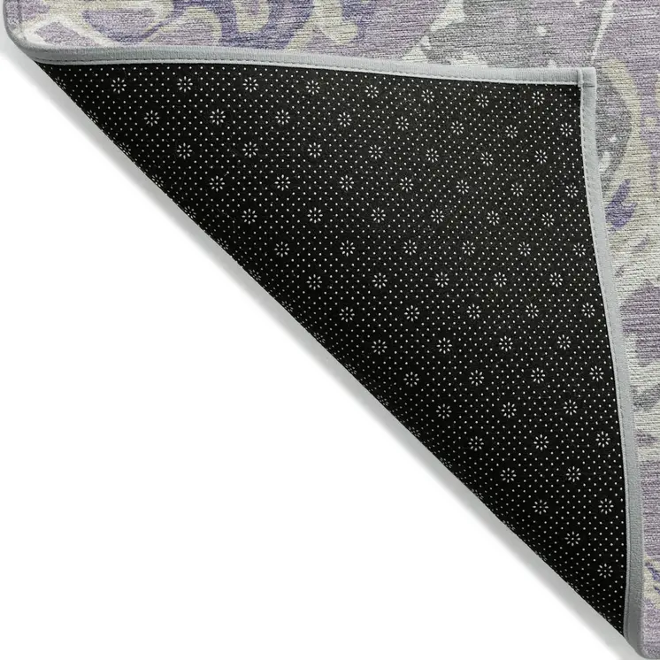 3' X 5' Lavender And Ivory Abstract Washable Indoor Outdoor Area Rug