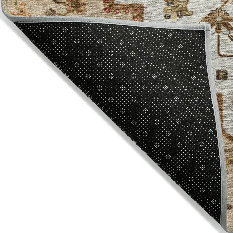 8' X 10' Terra Cotta Beige And Brown Oriental Washable Indoor Outdoor Area Rug