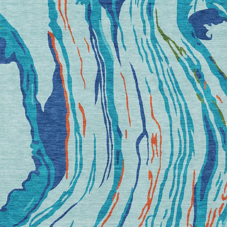 10' X 14' Blue Pink And Green Abstract Washable Indoor Outdoor Area Rug