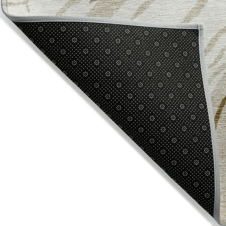 3' X 5' Ivory Beige And Brown Abstract Washable Indoor Outdoor Area Rug