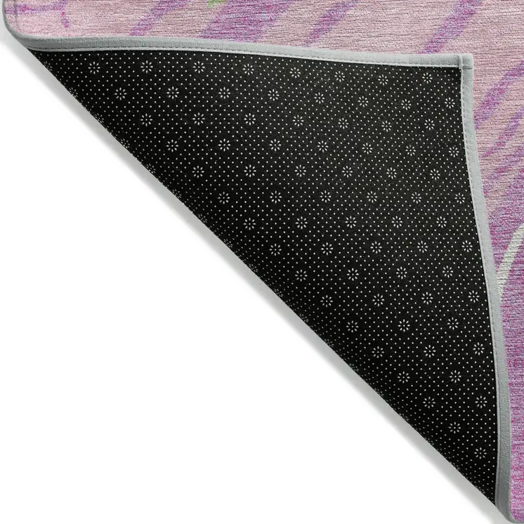 3' X 5' Pink Green And Teal Blue Abstract Washable Indoor Outdoor Area Rug