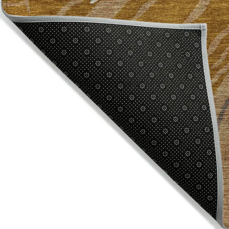 8' X 10' Brown Gold And Copper Abstract Washable Indoor Outdoor Area Rug