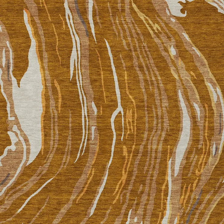 8' X 10' Brown Gold And Copper Abstract Washable Indoor Outdoor Area Rug