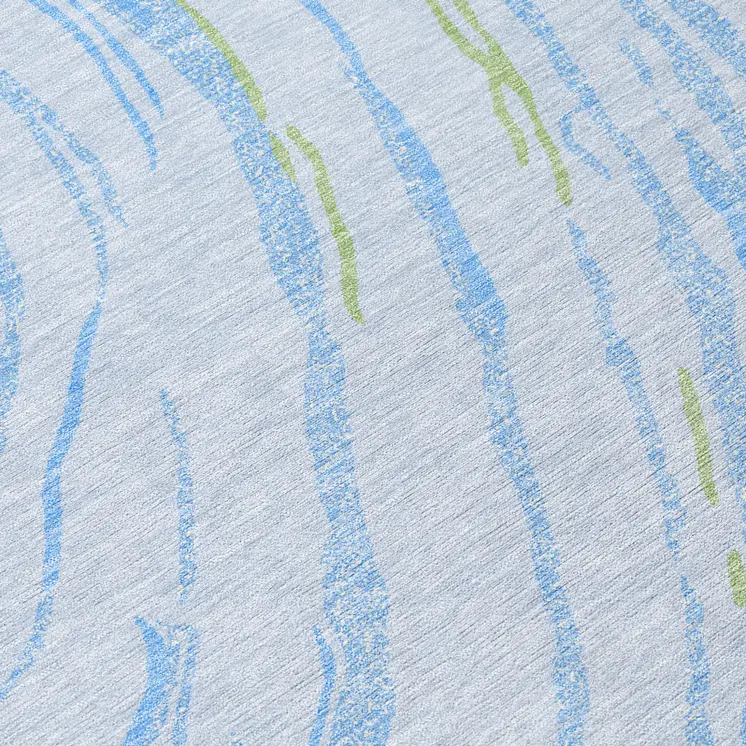 10' X 14' Sky Blue Purple And Green Abstract Washable Indoor Outdoor Area Rug