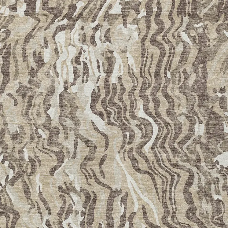 8' X 10' Beige Brown And Ivory Abstract Washable Indoor Outdoor Area Rug