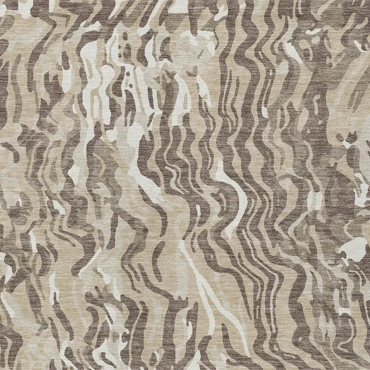10' X 14' Beige Brown And Ivory Abstract Washable Indoor Outdoor Area Rug