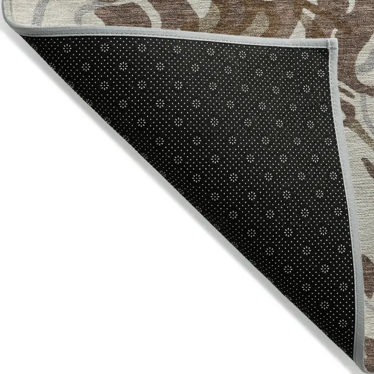 5' X 8' Brown Beige And Gray Abstract Washable Indoor Outdoor Area Rug