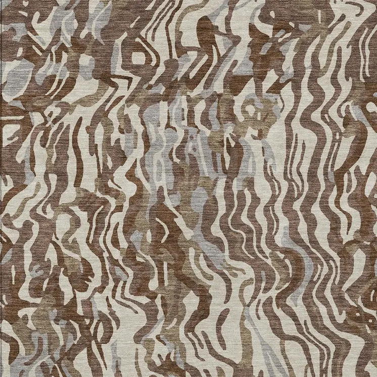 9' X 12' Brown Beige And Gray Abstract Washable Indoor Outdoor Area Rug