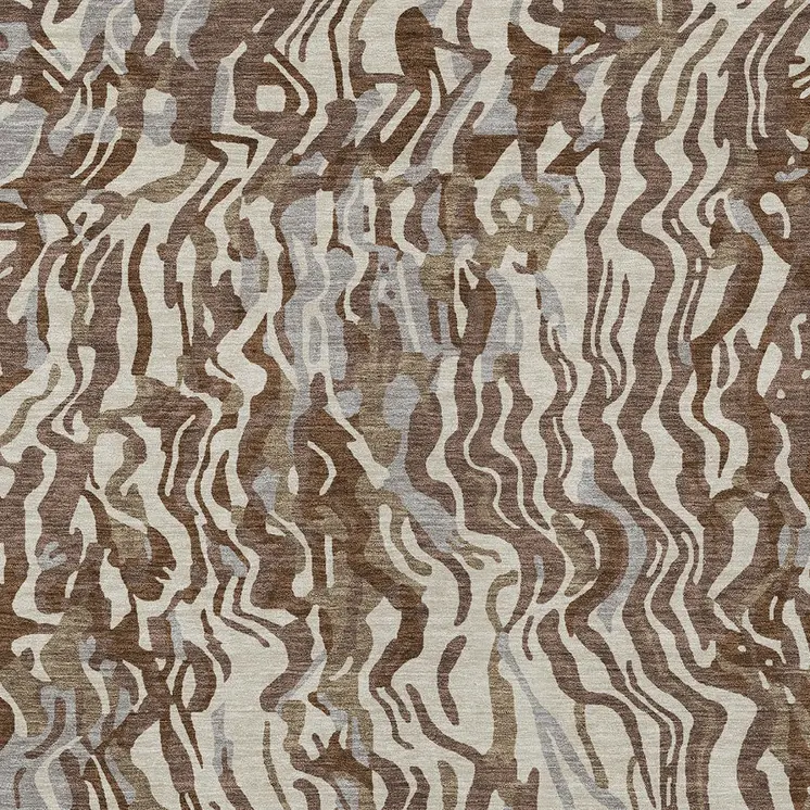 10' X 14' Brown Beige And Gray Abstract Washable Indoor Outdoor Area Rug