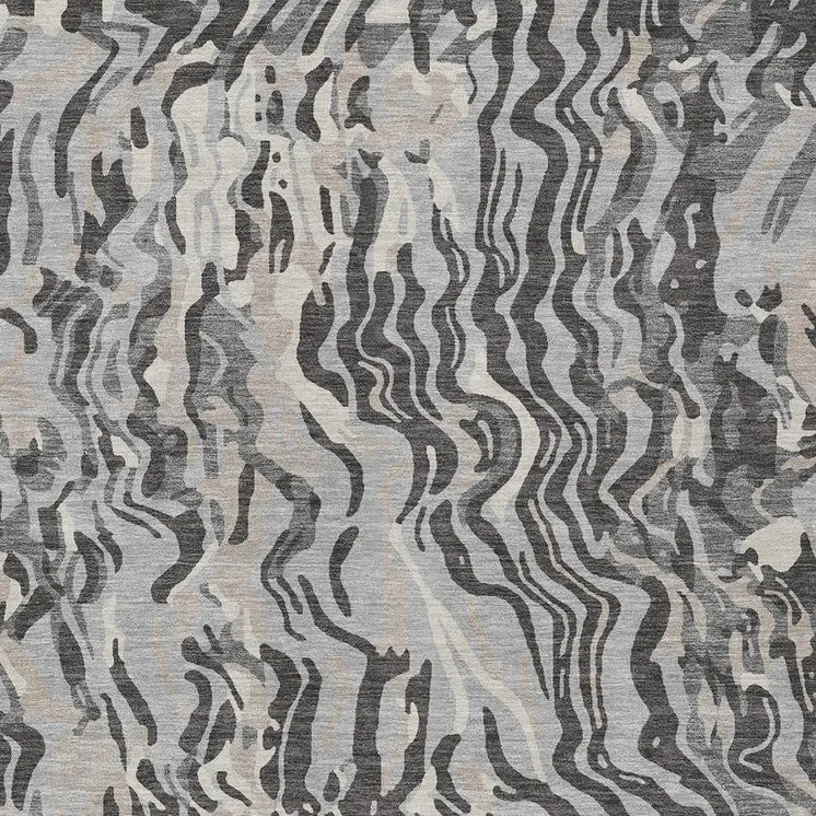 3' X 5' Gray Charcoal And Beige Abstract Washable Indoor Outdoor Area Rug