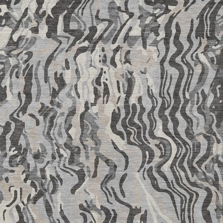 8' X 10' Gray Charcoal And Beige Abstract Washable Indoor Outdoor Area Rug
