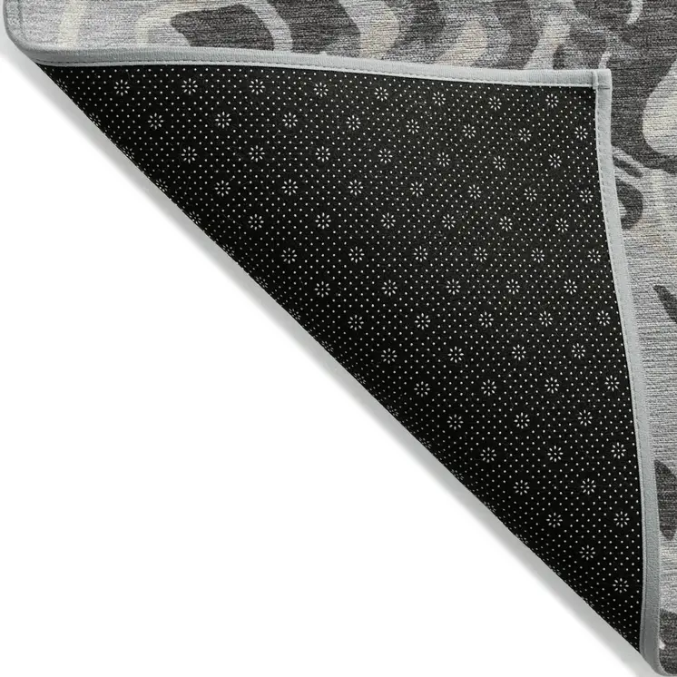 10' X 14' Gray Charcoal And Beige Abstract Washable Indoor Outdoor Area Rug