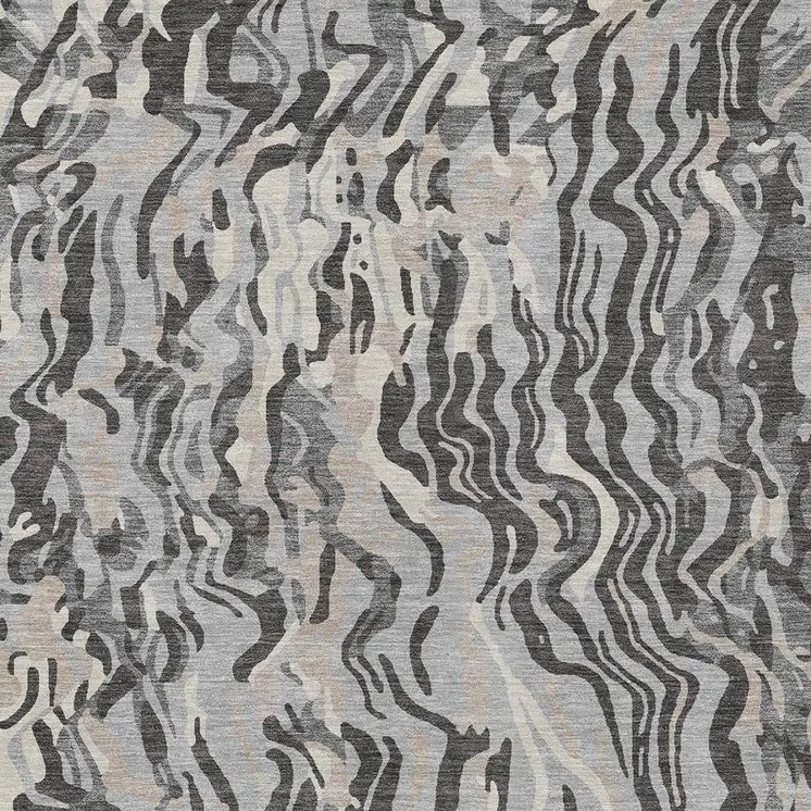 10' X 14' Gray Charcoal And Beige Abstract Washable Indoor Outdoor Area Rug