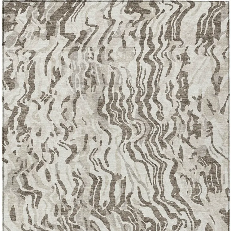 8' X 10' Gray Charcoal And Beige Abstract Washable Indoor Outdoor Area Rug