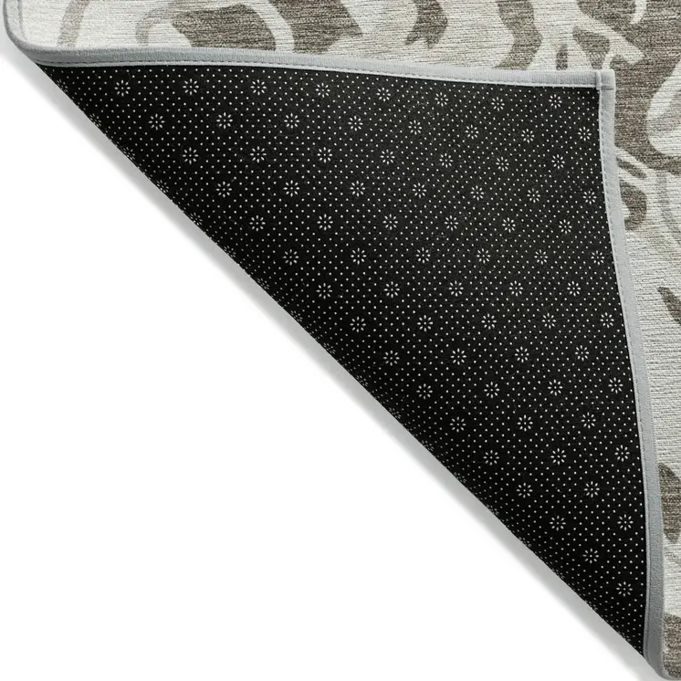 9' X 12' Gray Charcoal And Beige Abstract Washable Indoor Outdoor Area Rug
