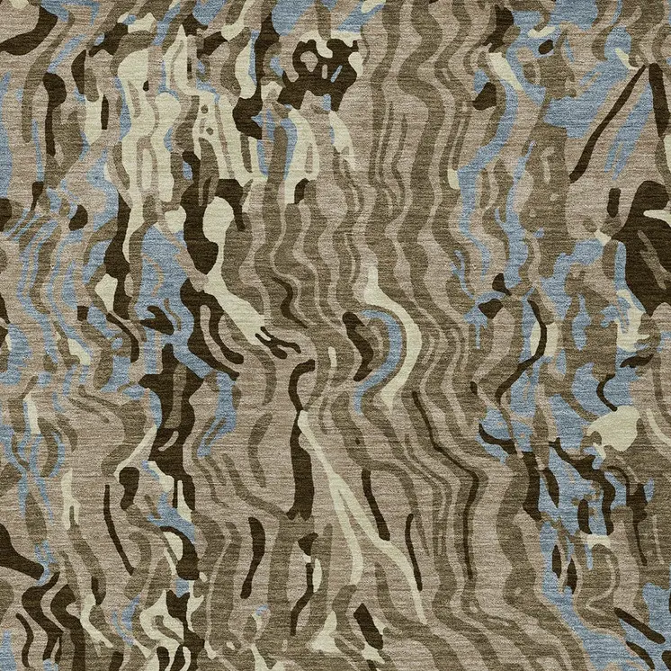 3' X 5' Taupe Brown And Beige Abstract Washable Indoor Outdoor Area Rug