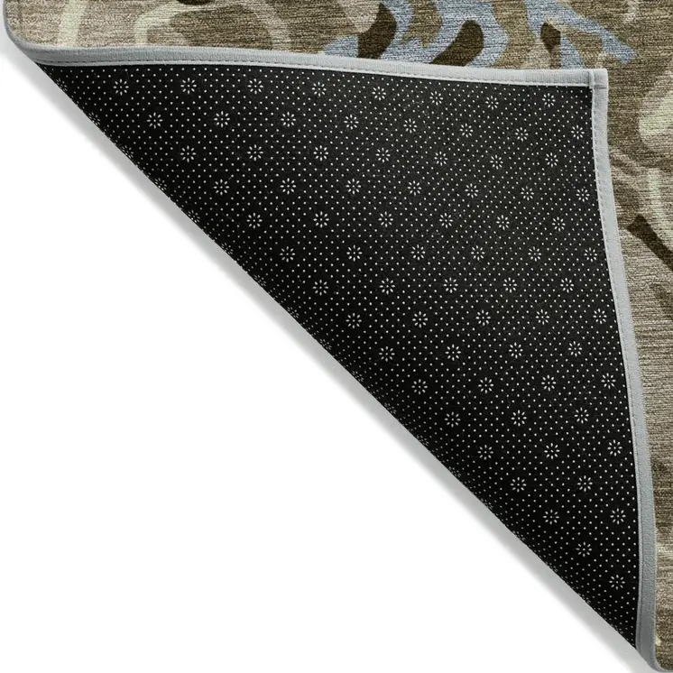 9' X 12' Taupe Brown And Beige Abstract Washable Indoor Outdoor Area Rug