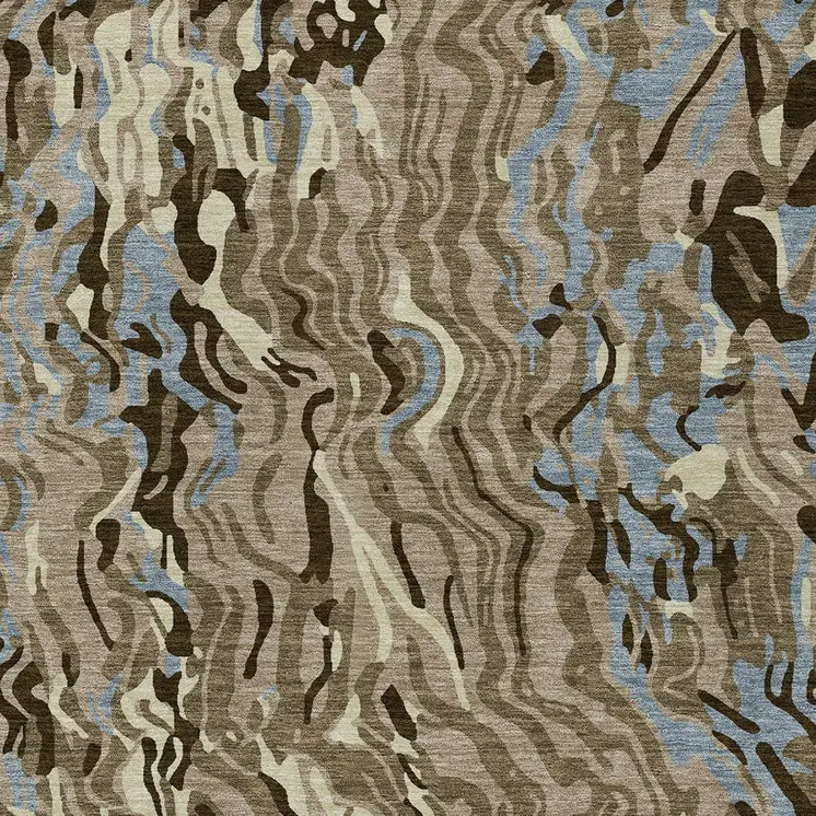9' X 12' Taupe Brown And Beige Abstract Washable Indoor Outdoor Area Rug