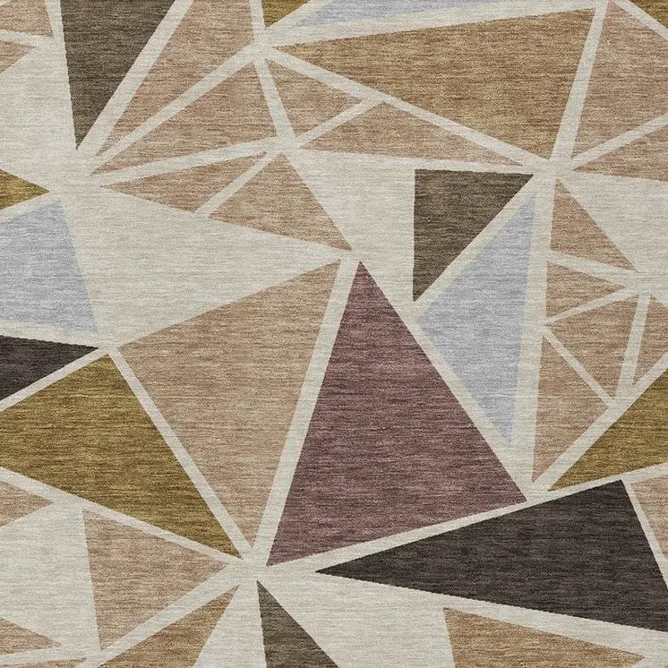 8' X 10' Beige Brown And Gray Geometric Washable Indoor Outdoor Area Rug