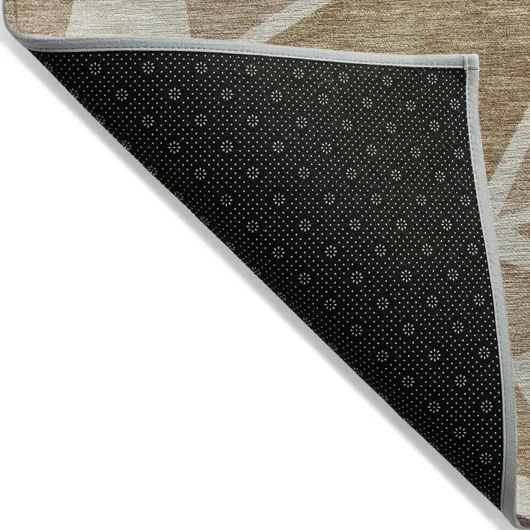 10' X 14' Beige Brown And Gray Geometric Washable Indoor Outdoor Area Rug