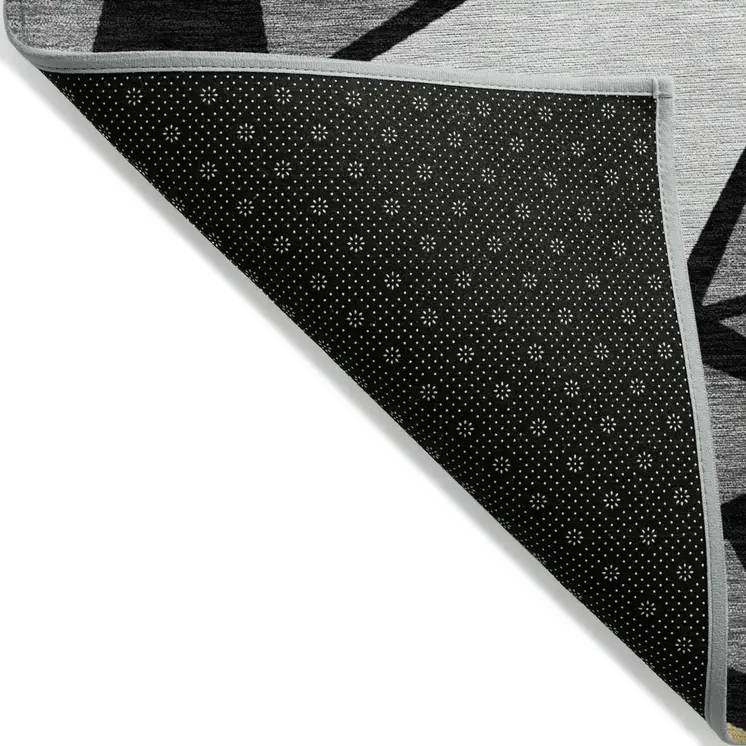 8' X 10' Black Beige And Gray Geometric Washable Indoor Outdoor Area Rug