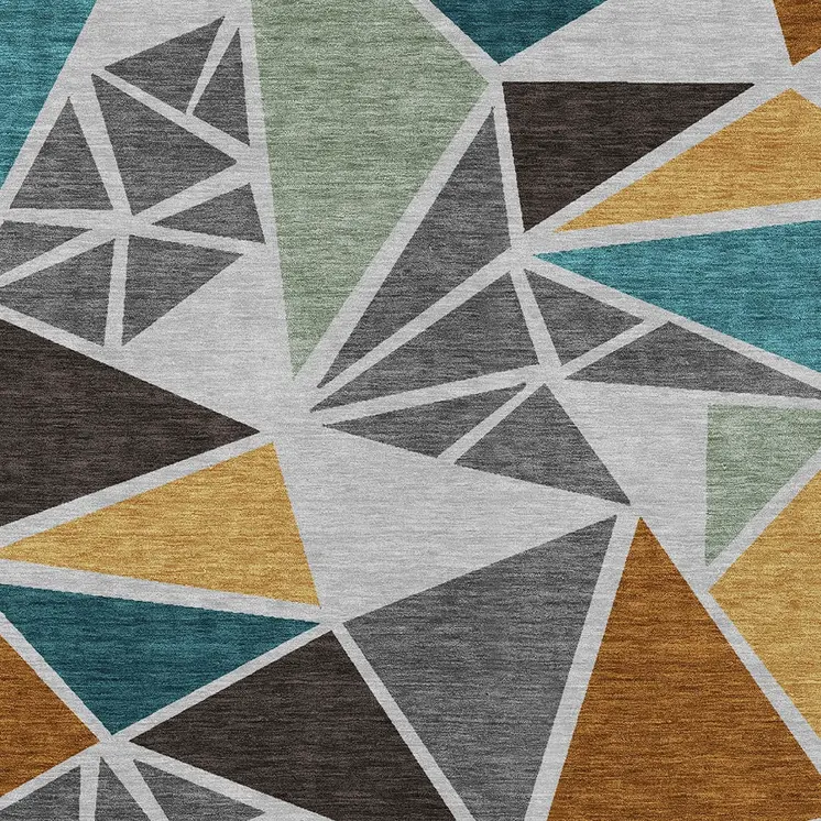 3' X 5' Gray Copper And Brown Geometric Washable Indoor Outdoor Area Rug