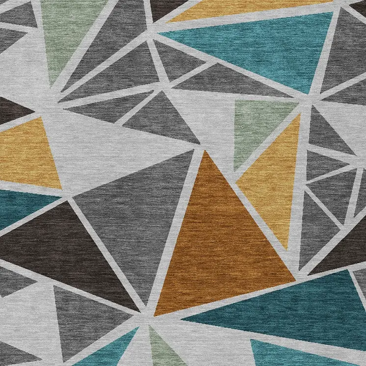 8' X 10' Gray Copper And Brown Geometric Washable Indoor Outdoor Area Rug