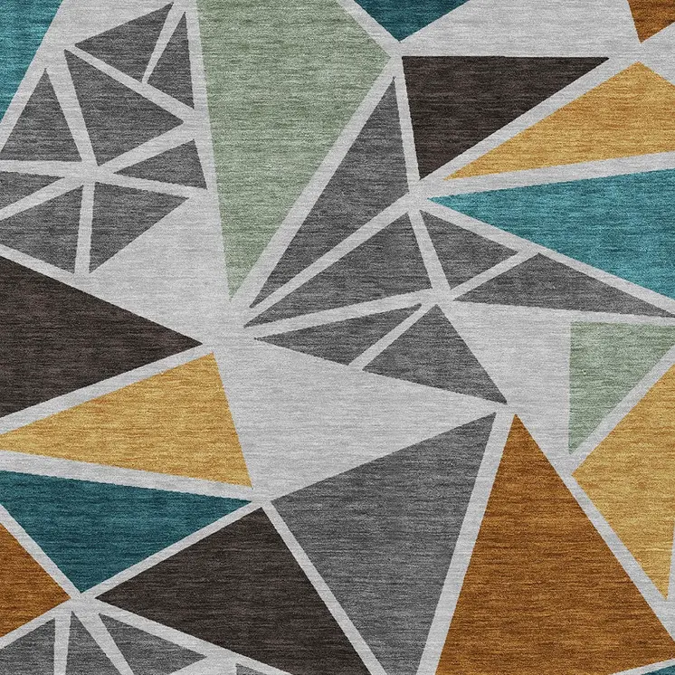 9' X 12' Gray Copper And Brown Geometric Washable Indoor Outdoor Area Rug
