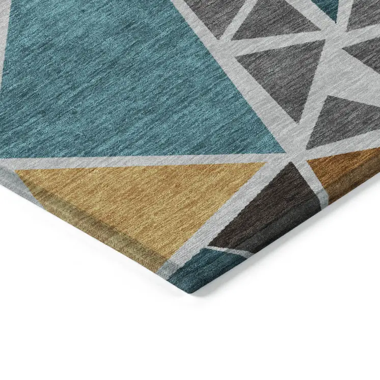 10' X 14' Gray Copper And Brown Geometric Washable Indoor Outdoor Area Rug
