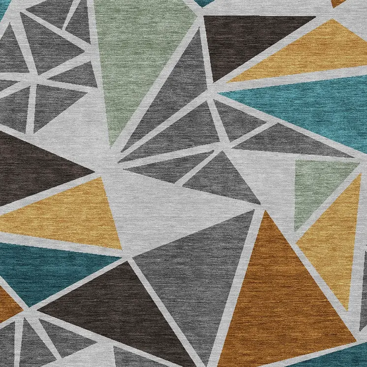 10' X 14' Gray Copper And Brown Geometric Washable Indoor Outdoor Area Rug