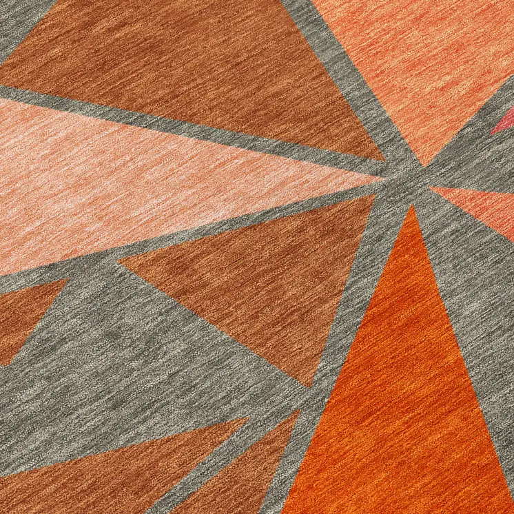9' X 12' Rust Gray And Pink Geometric Washable Indoor Outdoor Area Rug
